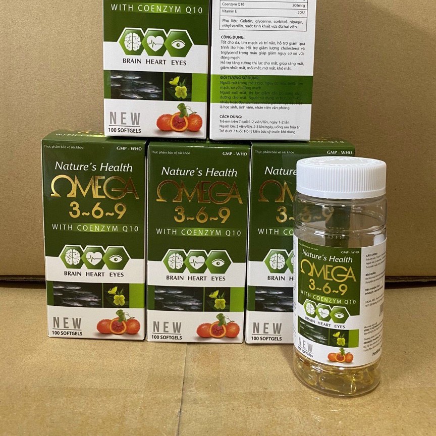 Viên uống dầu cá Omega 369, Dầu gấc, hoa anh thảo - Hộp xanh lục 100 viên | BigBuy360 - bigbuy360.vn