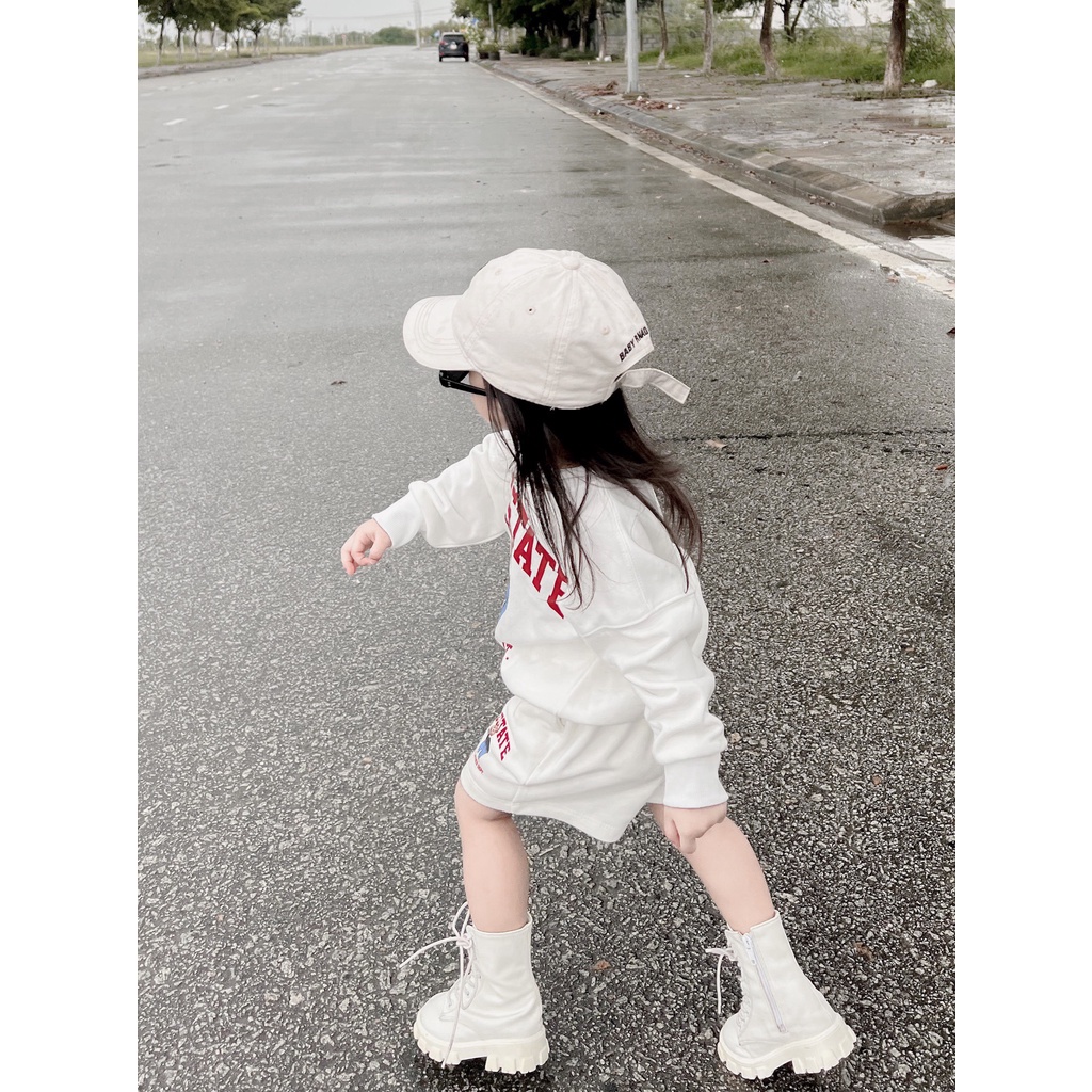 Set áo nỉ quần short Calstate redview cho bé , bộ áo sweater trẻ em unisex , Kid_genZ