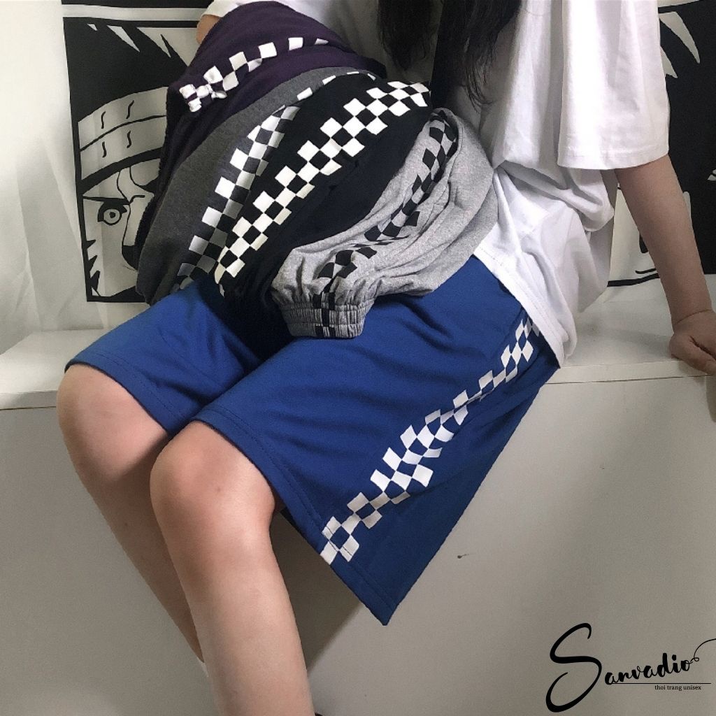 Quần short trơn SANVADIO - quần short nhiều màu kẻ ô unisex QS306