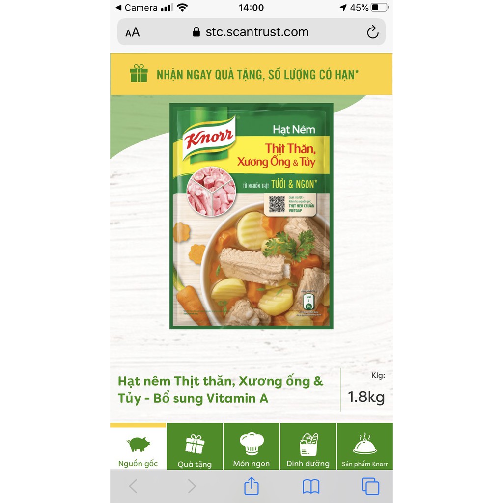 Hạt Nêm Knorr 1.8kg