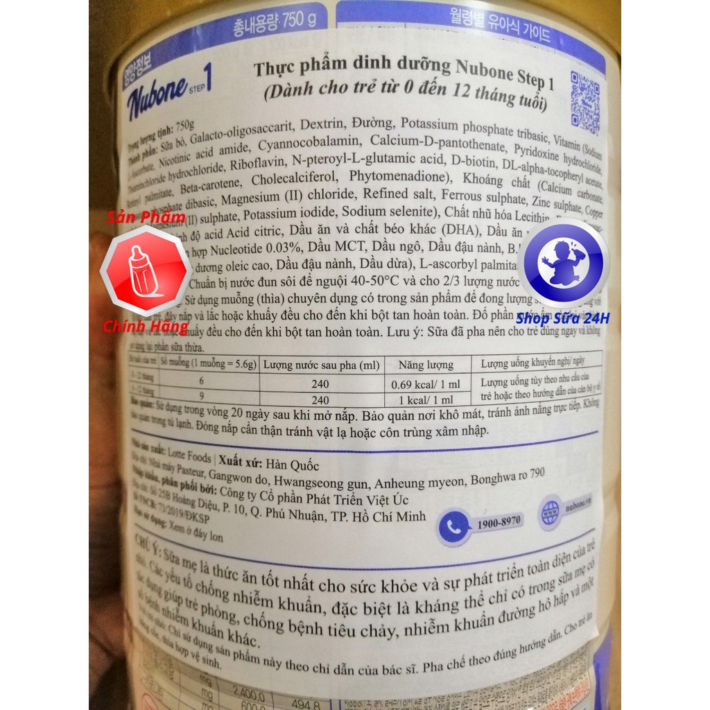 Sữa Bột Nubone 1, 2, Plus+ Lon 750gr