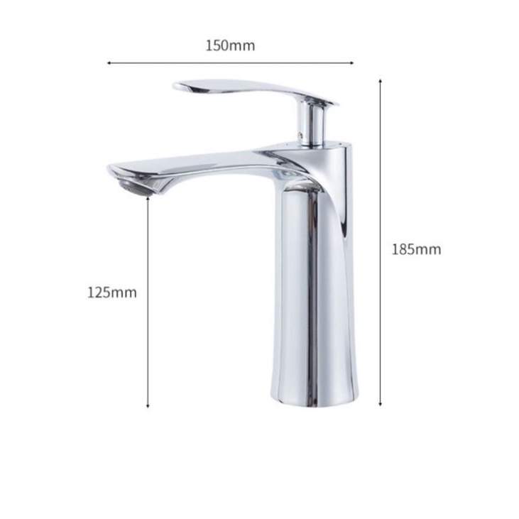 [ Hàng Mới Về ] Vòi lavabo, bồn rửa mặt nóng lạnh kiểu dáng lá liễu bằng đồng mạ inox 20cm dành cho bàn đá - VR001B2