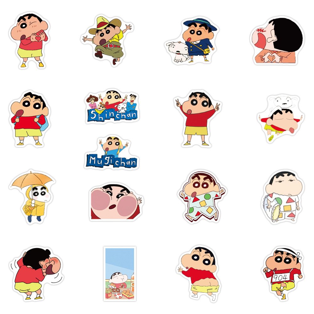 Y&P| Hình Dán Chống Nước Crayon Shin-chan Nhật Bản Anime Mũ Bảo Hiểm Máy Tính Xách Tay Hành Lý Dán Thiết Lập, 50 tờ