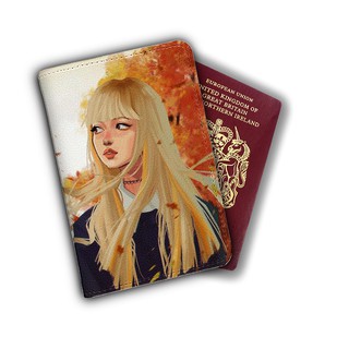 Ví bọc hộ chiếu (passport) hình manhwa Lisa Black Pink - mã BLP00002 có in theo yêu cầu
