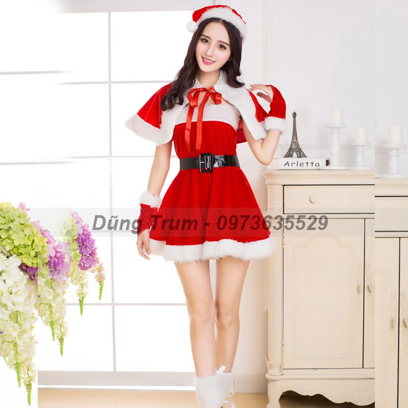 [GỢI CẢM] Bộ váy hóa trang Noel nữ, trang phục Noel cho nữ, chất liệu nhung siêu đẹp