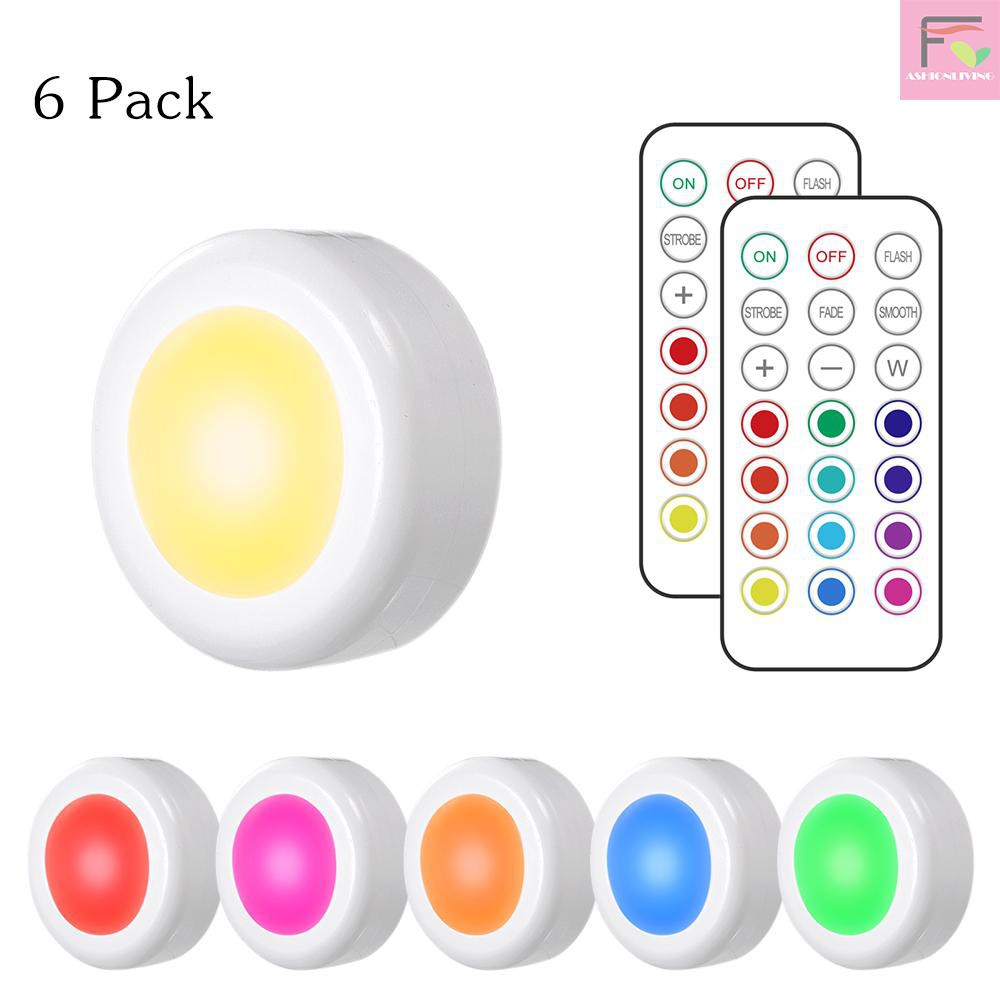 Bộ 6 Đèn Led Gắn Trần Nhà 0.25w Rgb 13 Màu Kèm 4 Phụ Kiện Thay Thế