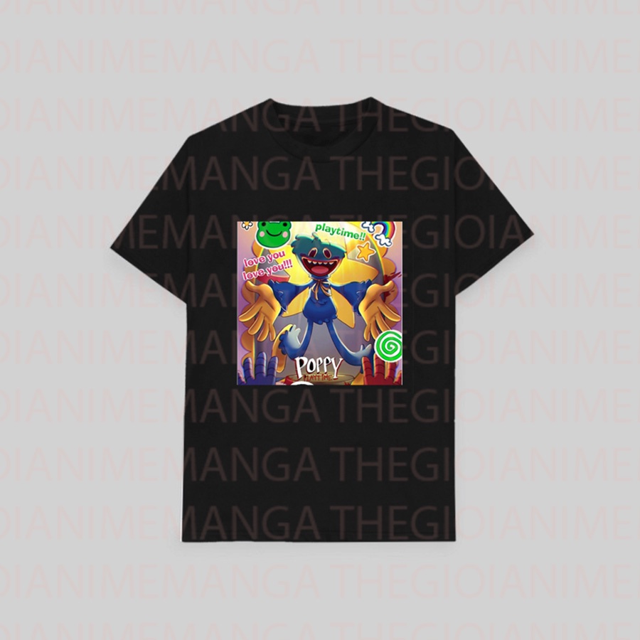 Áo thun phông đen in hình game POPPY PLAYTIME thời trang nam nữ chất đẹp