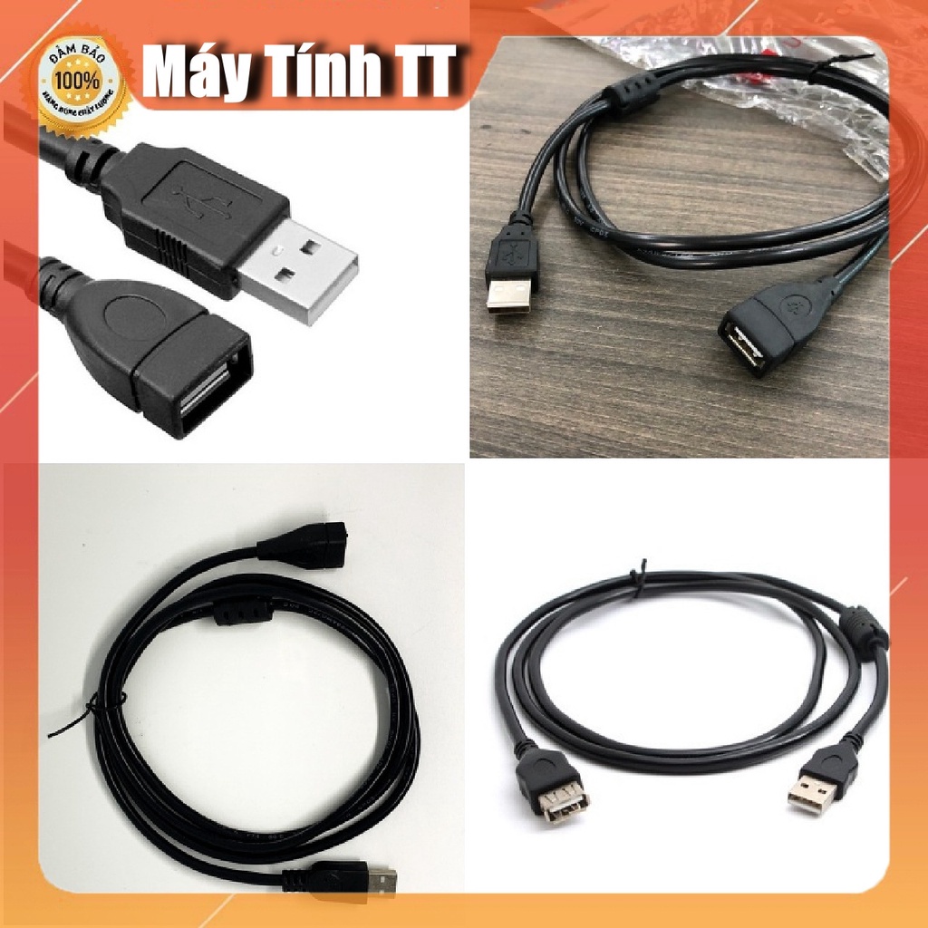 Dây cáp nối dài USB 1.5M Đen dùng  để nối dài USB 1 đầu đực 1 đầu cái loại xịn - Máy tính TT