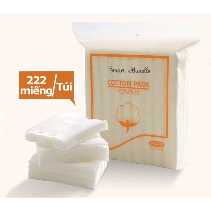 Bông tẩy trang 222 miếng 3 chất liệu 100% cotton sợi bông tự nhiên mềm mịn thấm hút tốt an toàn cho da - Tee &amp; Mee