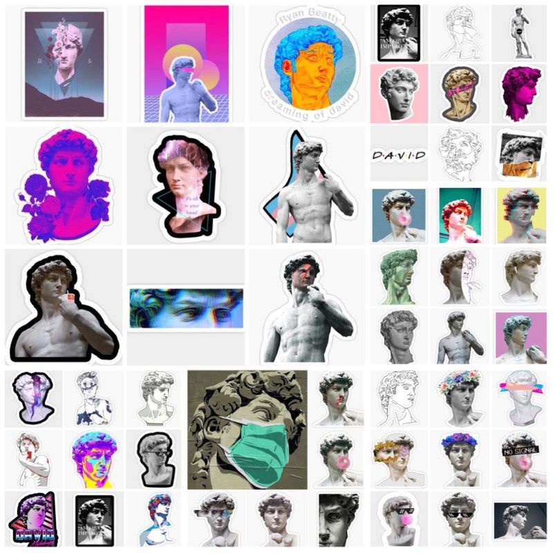 10-60 hình dán Stickers Tượng David Michelangelo decal