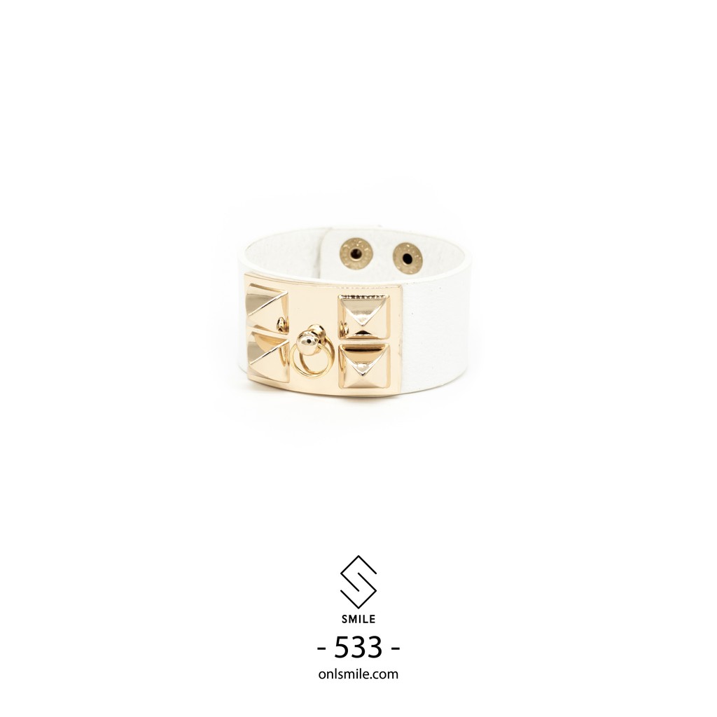 SMILE - Vòng tay da nạm đinh mặt khóa - P532/533/534/950 | BigBuy360 - bigbuy360.vn