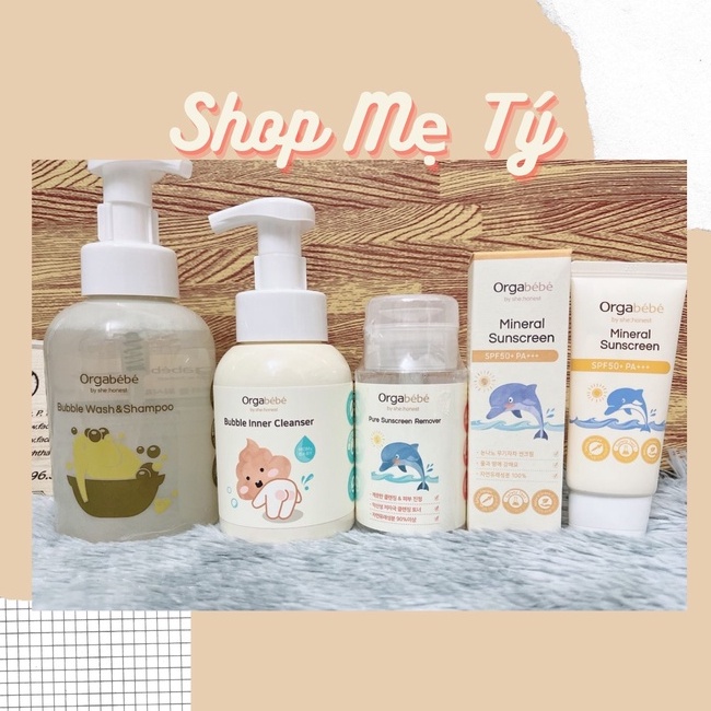 (Orgabébé) TỔNG HỢP SỮA TẮM GỘI/ KEM CHỐNG NẮNG/ TẨY TRANG/ DUNG DỊCH VỆ SINH ORGABEBE HÀN QUỐC CHO BÉ TỪ SƠ SIN
