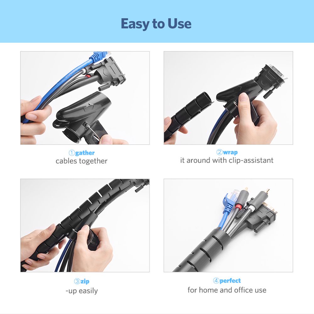 Dây quấn bảo vệ dây cáp dài 2m 3m 5m linh hoạt tiện dụng