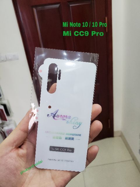 Dán mặt lưng PPF cho Xiaomi Mi Note 10 / 10 Pro / CC9 Pro cao cấp chống xước nhẹ tự phục hồi vết xước