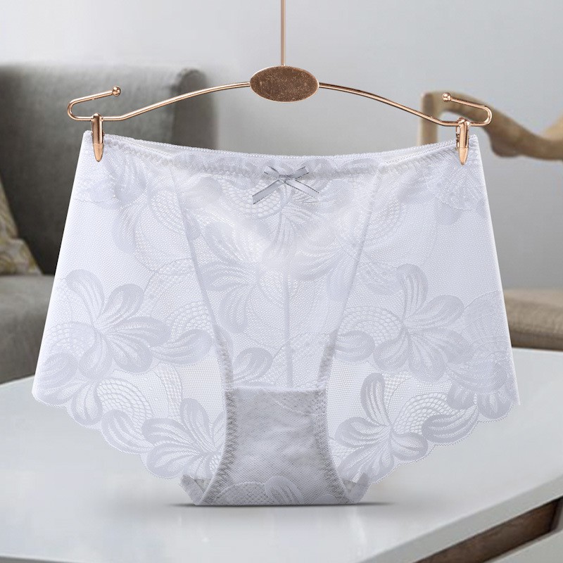 Antibacterial cotton crotch breathable full lace women's underwear large size plus fat sexy seamless underwear women's hip briefs | BigBuy360 - bigbuy360.vn