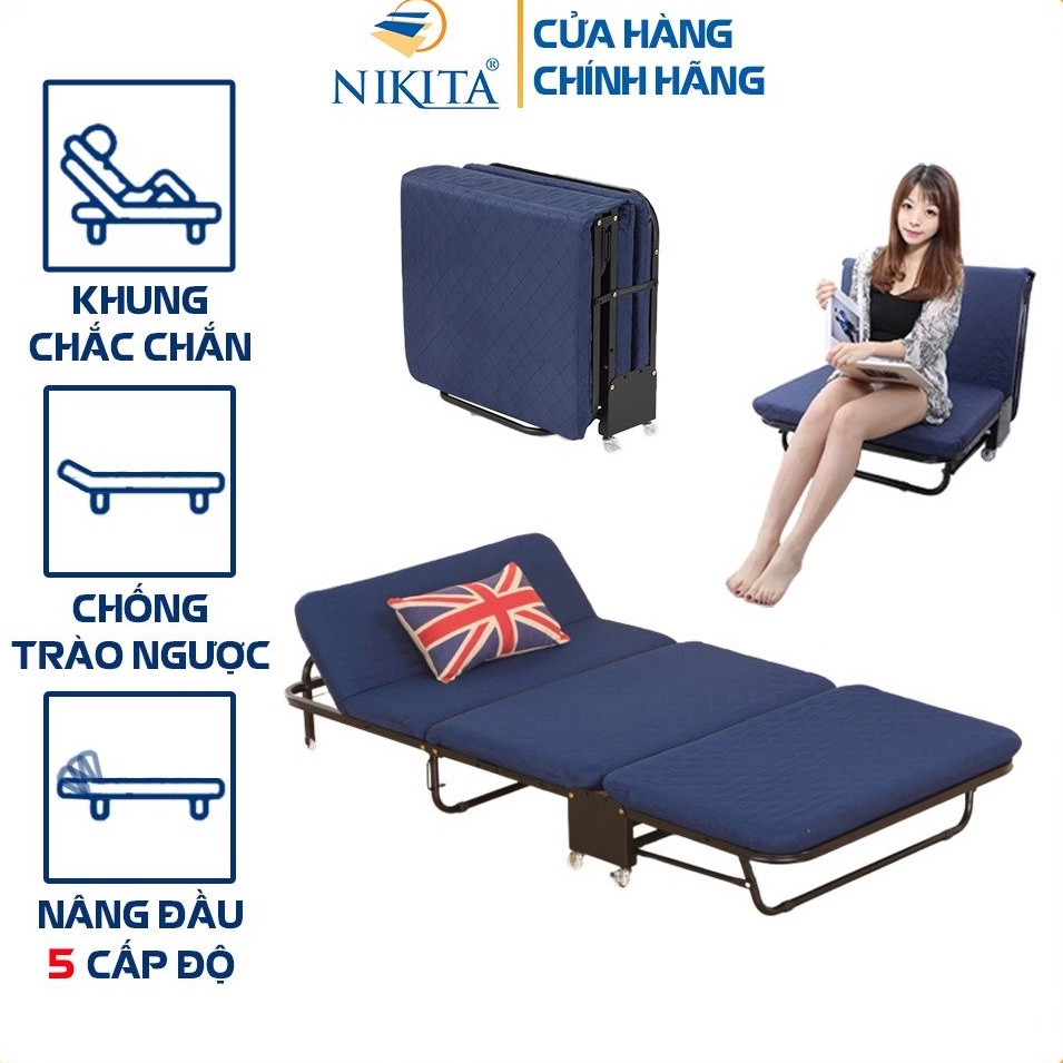 Giường ngủ gấp gọn NIKITA màu xanh nhiều kích thước