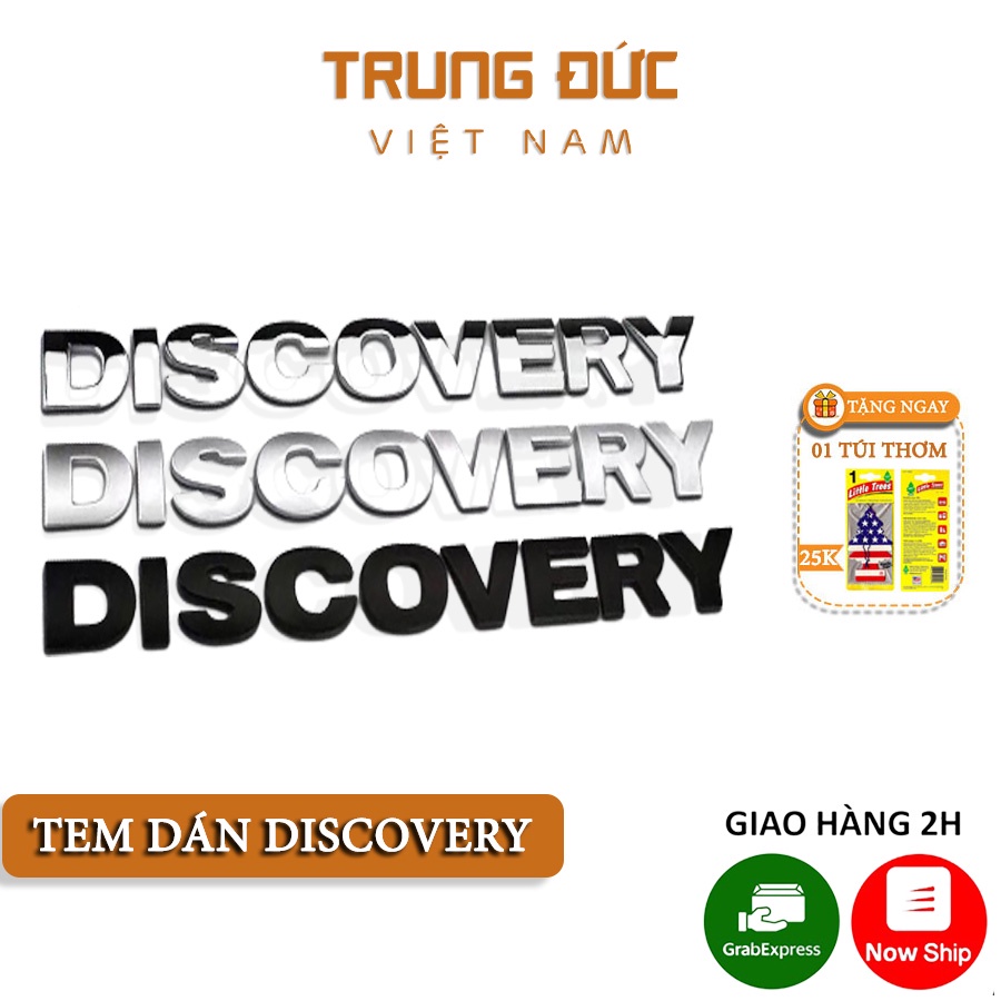 Chữ Nổi Dán Xe TRUNGDUCVN – Chữ Nổi Dán Ô Tô – Tem DISCOVERY Mạ Crom Trang Trí Xe Ô Tô