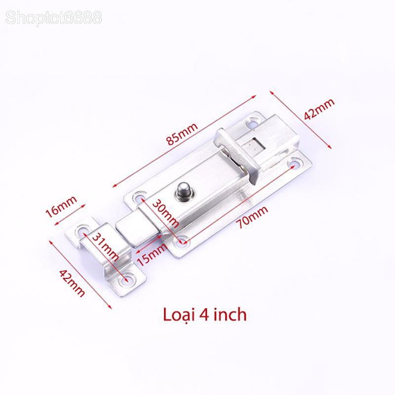 CHỐT CỬA NGANG BẰNG INOX KHÔNG GỈ 4 INCH