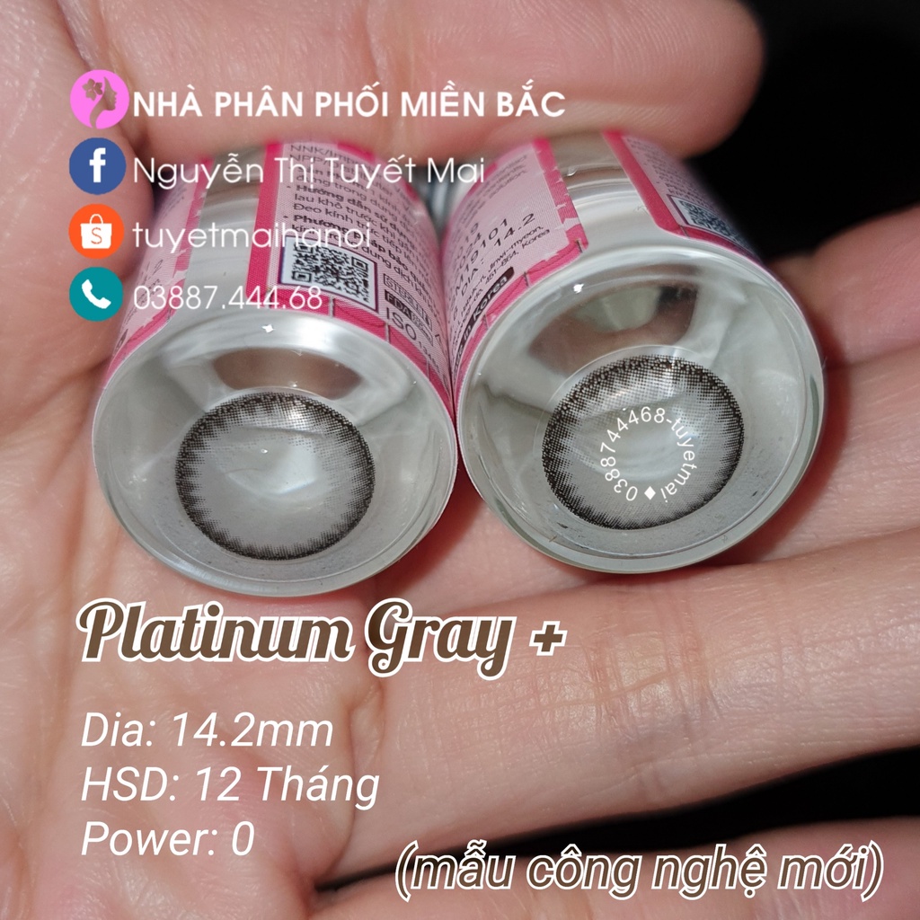 Kính Áp Tròng Màu Xám Đen Siêu Êm Siêu Mềm Platinum Gray 14.2mm 0 Độ - Lens Hàn Quốc Chính Hãng Vassen Sexy Me