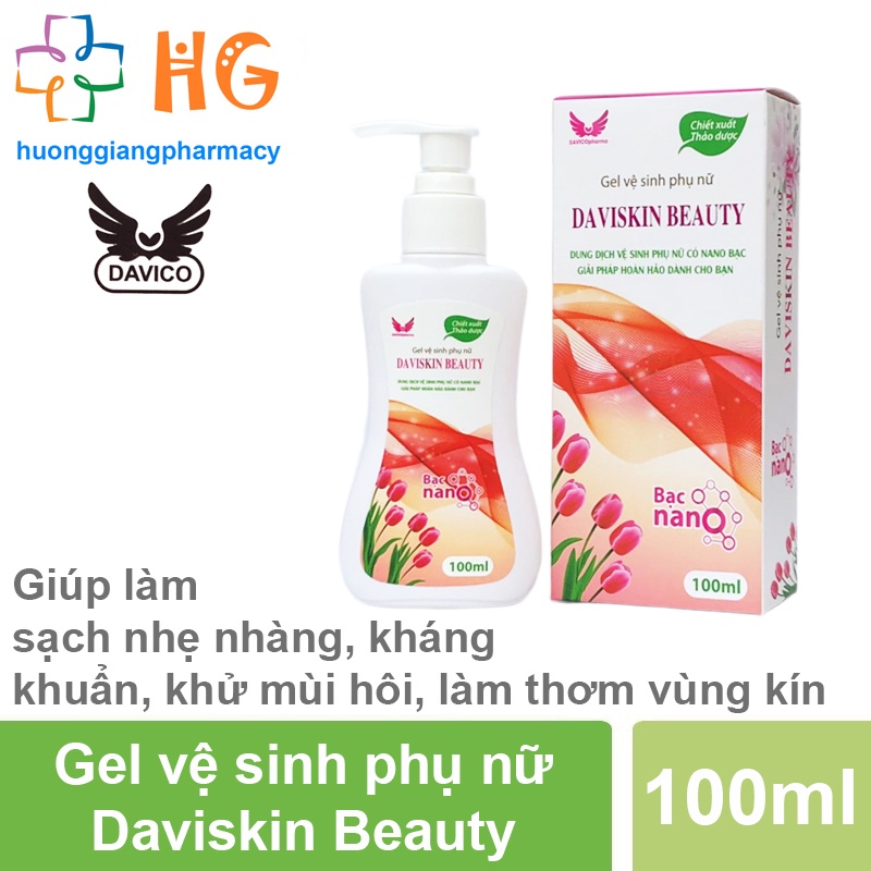 Dung dịch vệ sinh phụ nữ Daviskin beauty Nước rửa phụ khoa Gel vệ sinh làm sạch nhẹ nhàng kháng khuẩn Chai 100ml