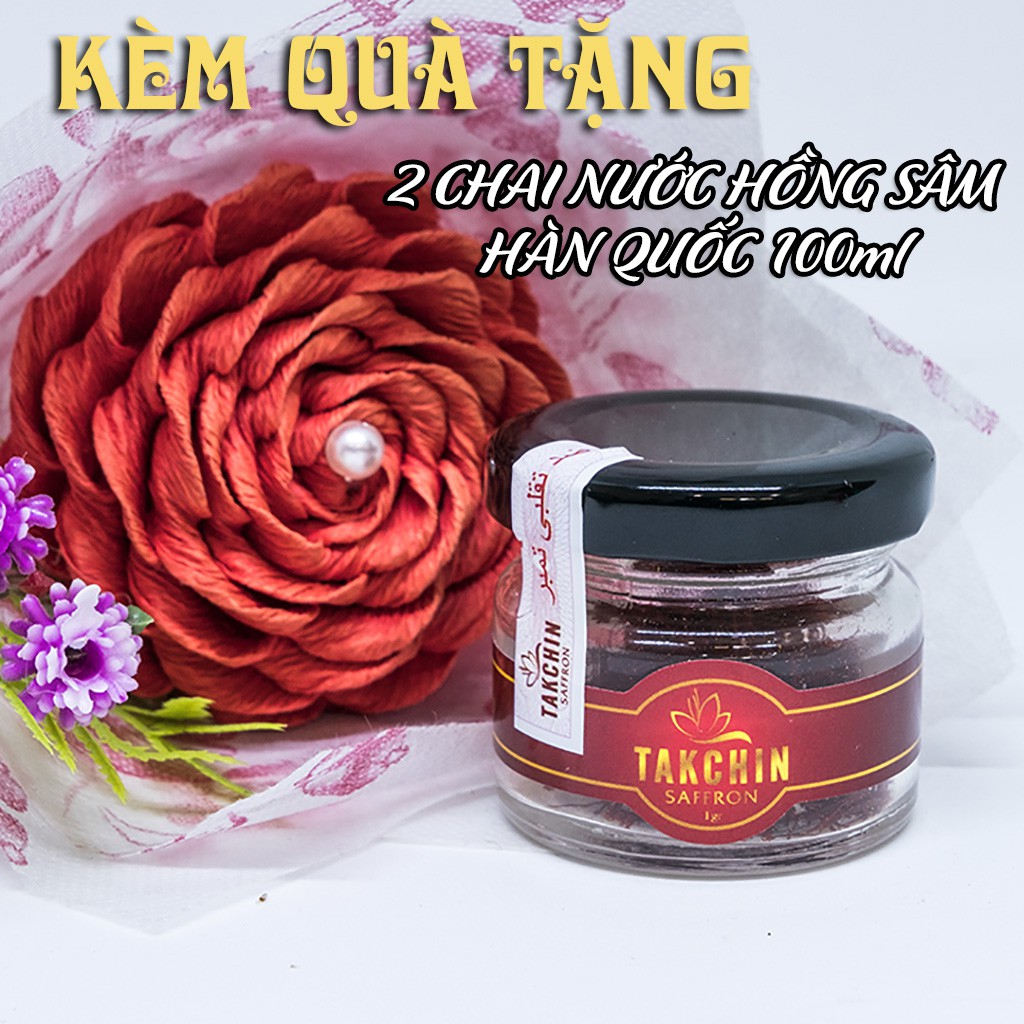 [Cực Sốc] 1gram Saffaron - Nhụy Hoa Nghệ Tây Takchin Iran tặng 2 chai nước Hồng Sâm Hàn Quốc