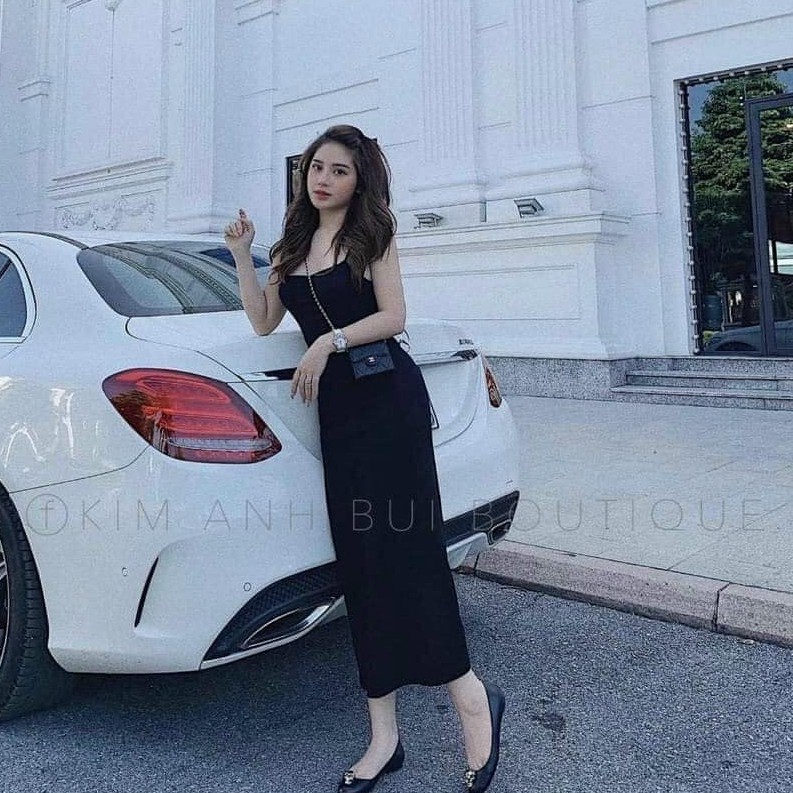 Váy hai dây body nữ đầm 2 dây len tăm dáng dài qua gối (ảnh thật + video) | BigBuy360 - bigbuy360.vn
