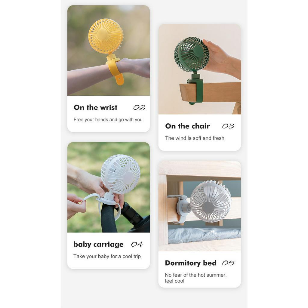 Quạt Sạc usb Cầm Tay / Vòng Đeo Tay / Xe Đẩy Em Bé Có Thể Điều Chỉnh