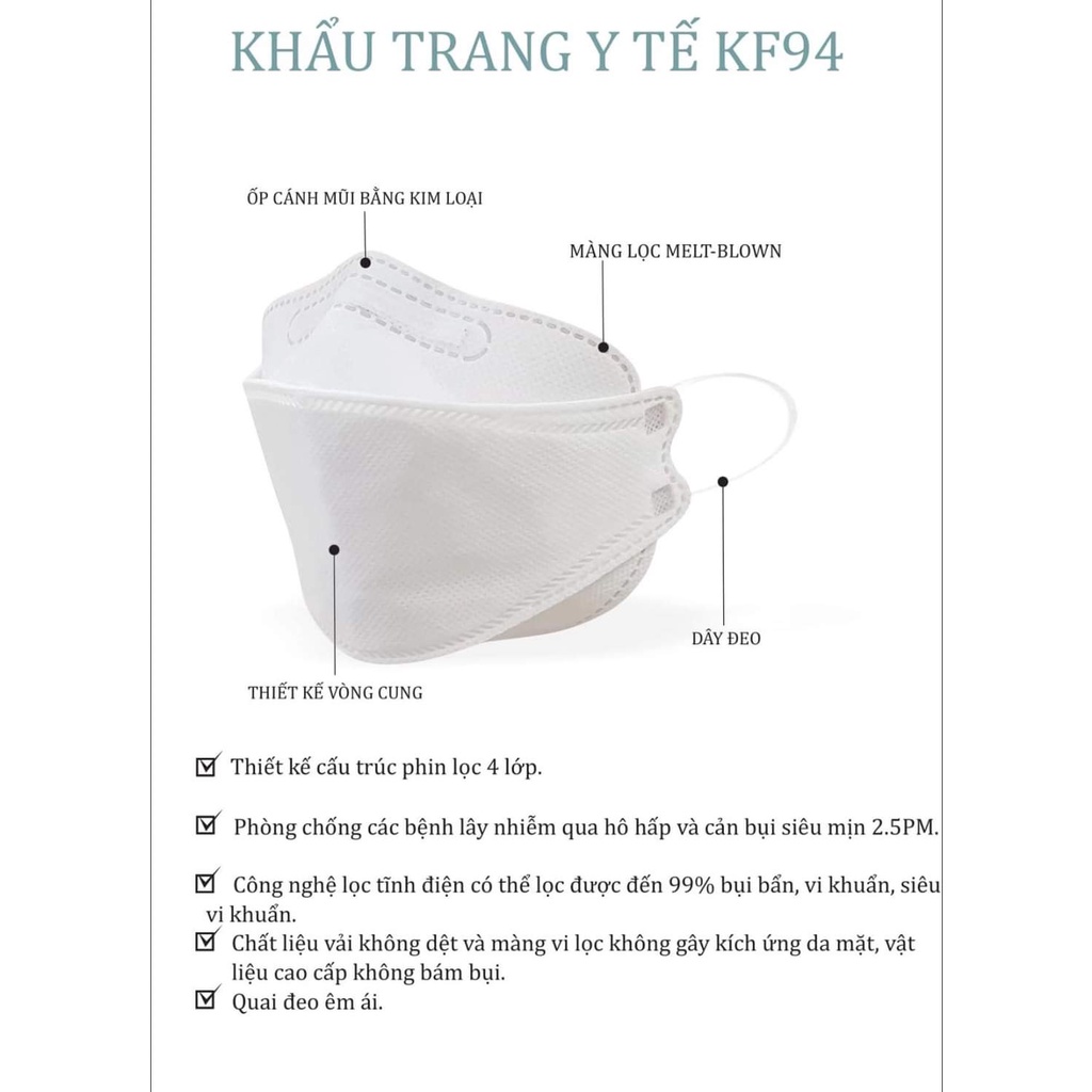 [4 Lớp Cao Cấp] Khẩu Trang Y Tế KF94 Thảo Nguyên.Bảo Anh... (Xuất Hàn)