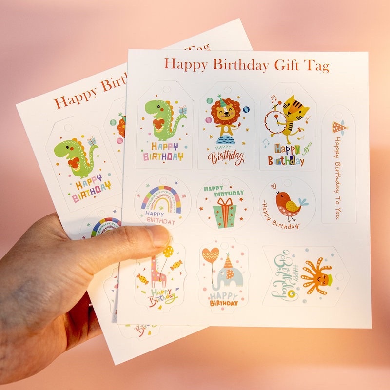 Set 10 Happy Birthday Gift tag kèm dây