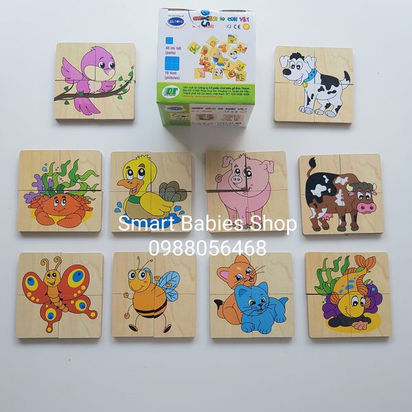 Đồ chơi gỗ Winwintoys Bộ ghép hình 10 con vật