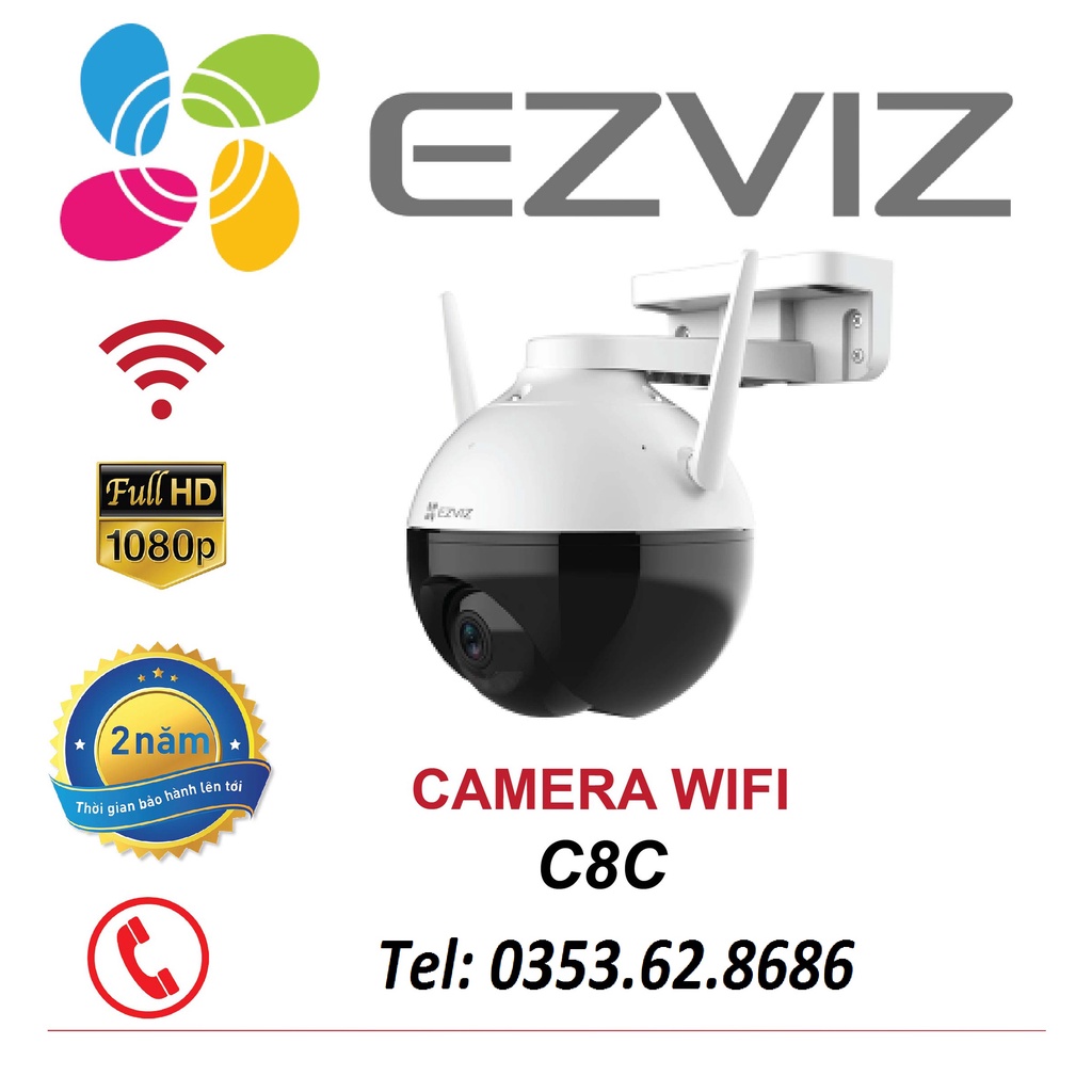 Camera Wifi EZVIZ C8C xoay thông minh Full HD 1080P quay quét (Chuẩn nén H.265, nhận diện người AI, màu ban đêm)