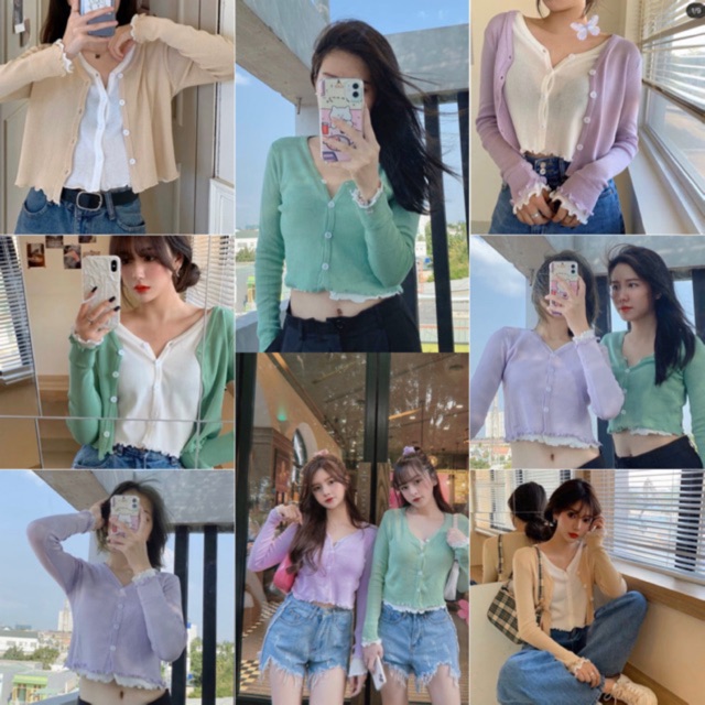 Áo Kiểu tay dài croptop Joyce Top Ulzzang gồm 2 lớp áo mặc được 2 kiểu style hàn xẻng from chuẩn dễ mix