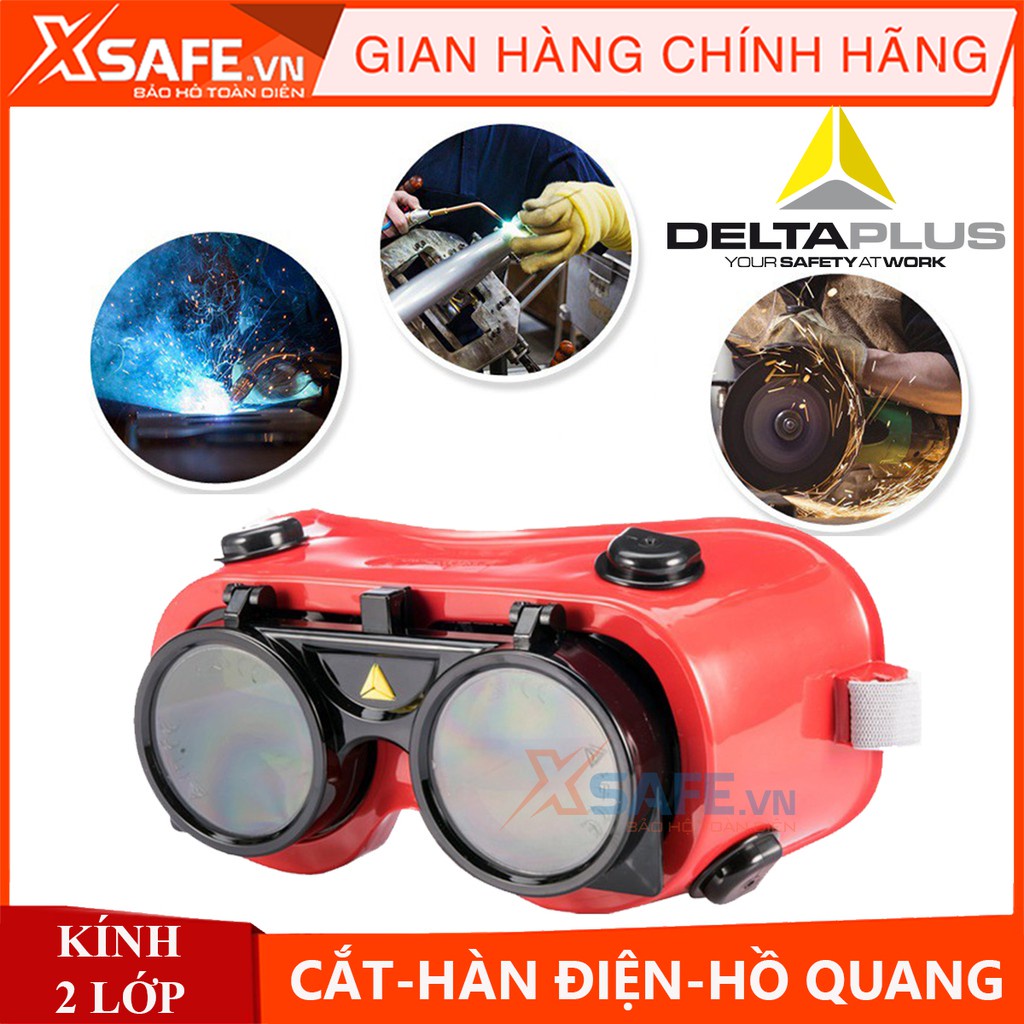 Kính hàn 2 lớp Deltaplus Toba3 mặt nạ hàn điện, hồ quang, cắt kim loại, bền chắc chịu nhiệt cao, 2 tròng - chính hãng