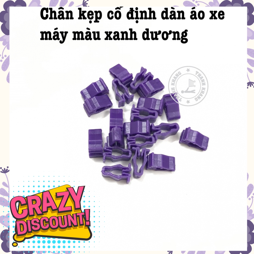 Bộ 20 chân kẹp cố định dàn áo xe máy màu xanh dương thanh khang 022000029