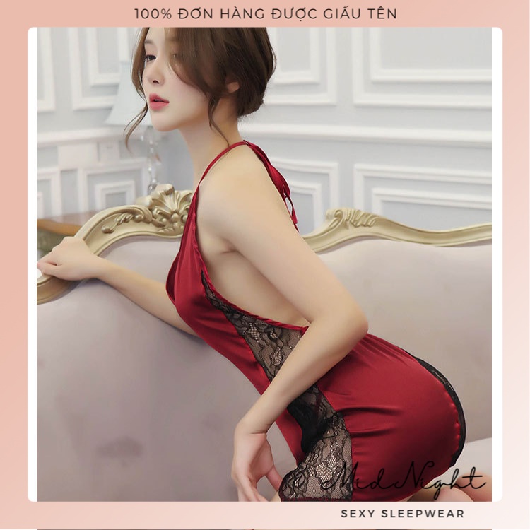 Váy Ngủ Sexy Chất Liệu Ren Dây Đeo Cổ - Đồ Lót Gợi Cảm Trong Suốt Đầy Cám Dỗ Mid Night Sexy | BigBuy360 - bigbuy360.vn