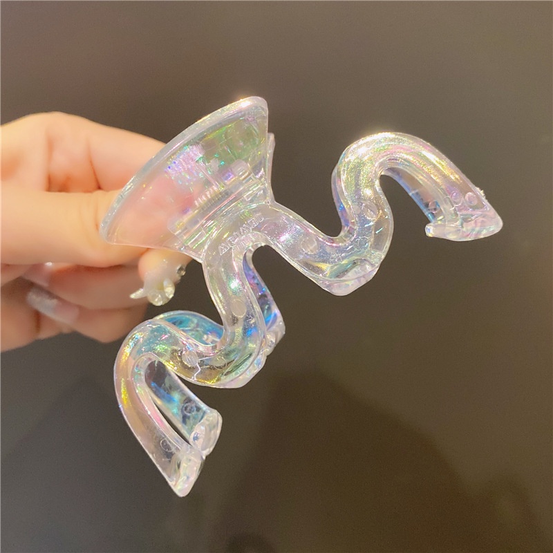 Kẹp Tóc Nhựa Acrylic Màu Laser Trong Suốt Thần Kỳ Hình Cá Mập