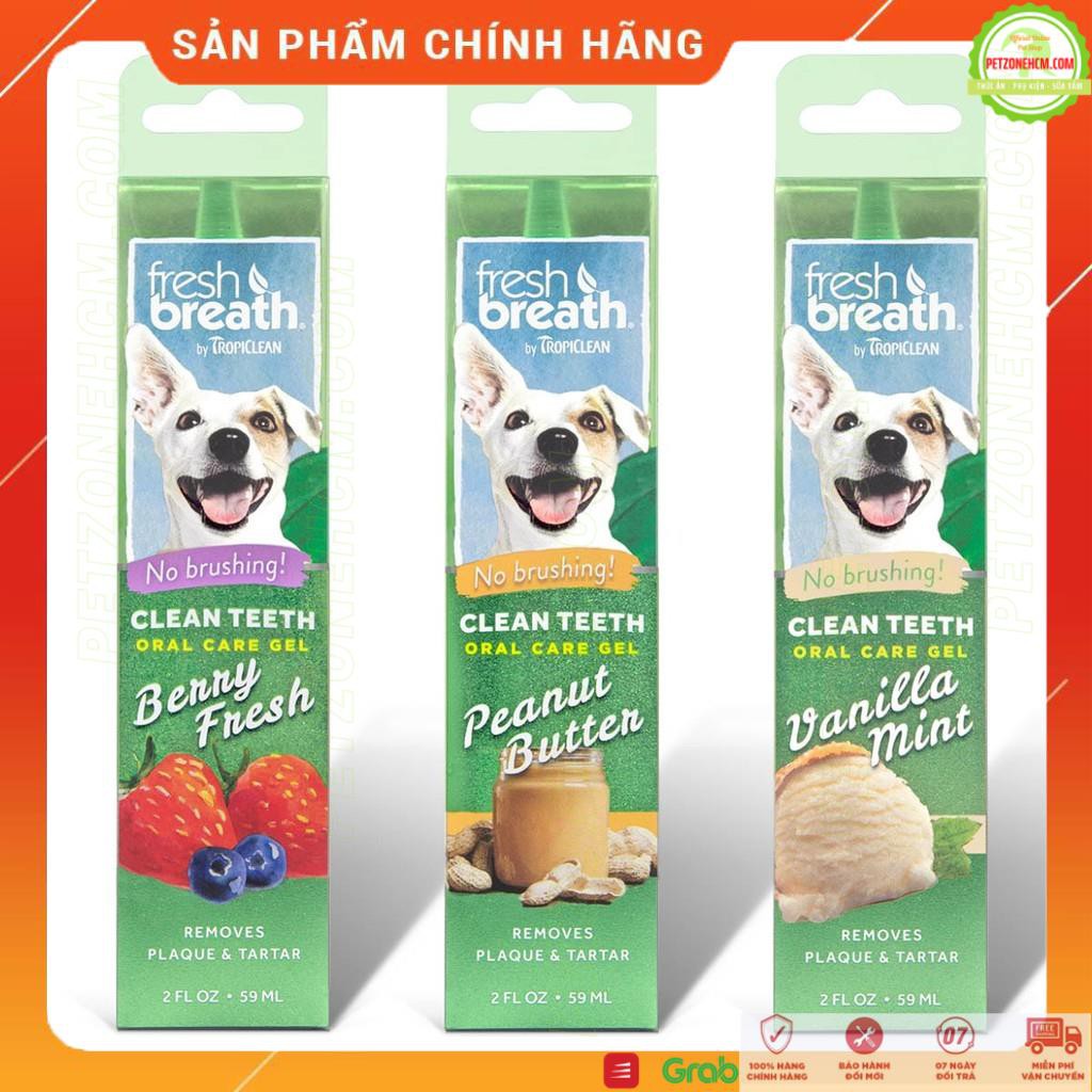 Gel đánh bay mảng bám & hôi miệng cho Chó & Mèo  59ml TropiClean Fresh Breath Clean Teeth Oral Care Gel
