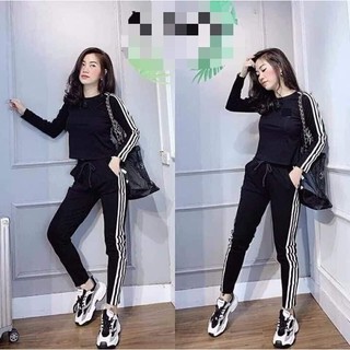 Bộ đồ Thể Thao Thu Đông Nữ Áo Croptop dài tay, Quần Cạp Cao - NEW