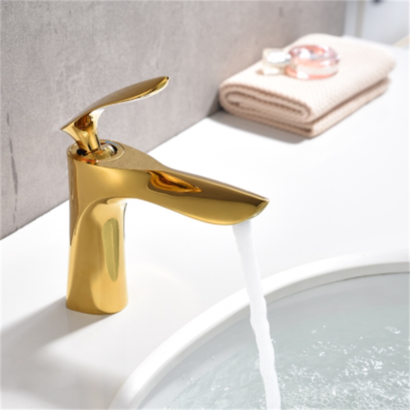 Vòi Nước Nóng Lạnh Bằng Đồng Thau Màu Vàng Sang Trọng Cho Nhà Bếp/Phòng Tắm