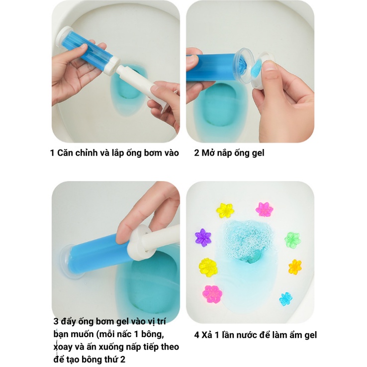 Gel khử mùi bồn cầu hình bông hoa , gel thơm khử trùng bồn cầu, Lavabo, làm sạch Toilet với 6 mùi hương