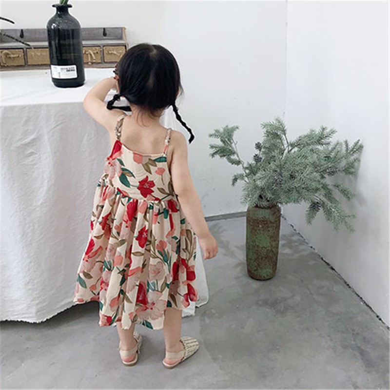 Đầm Hai Dây In Hoa Ngọt Ngào Cho Bé Gái 2-8 Tuổi