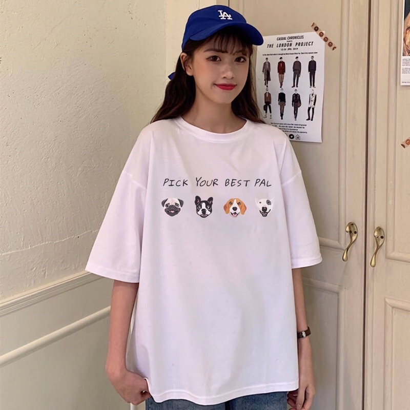 Áo thun tay lỡ in gấu cute