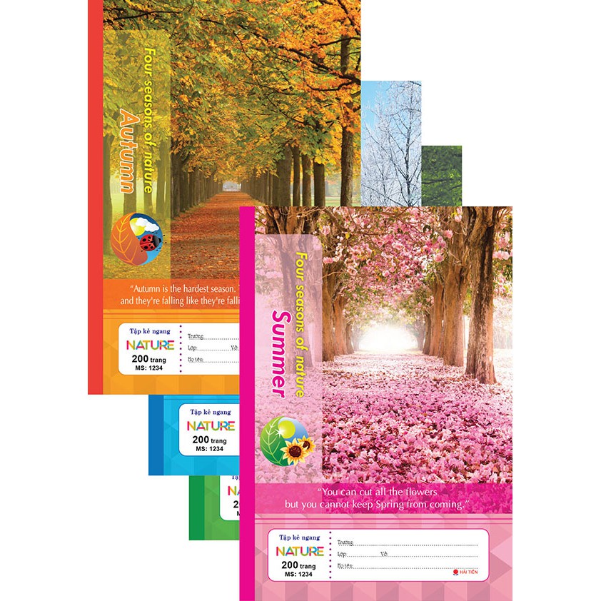 Vở ghi tập Nature Hải Tiến, sổ tay Nature A5 kẻ ngang bốn mùa xuân hạ thu đông 140 trang, 200 trang