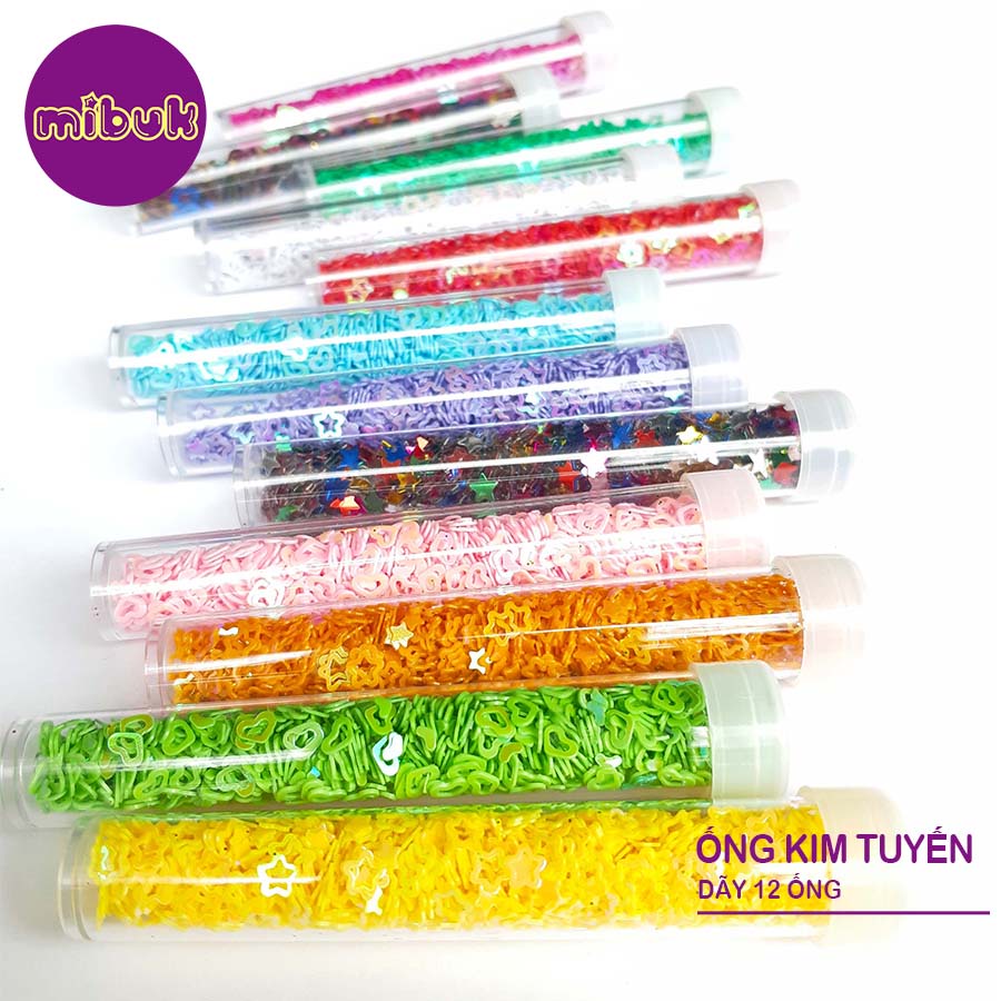 Kim tuyến trang trí dây 12 ống màu/dạ quang/hình