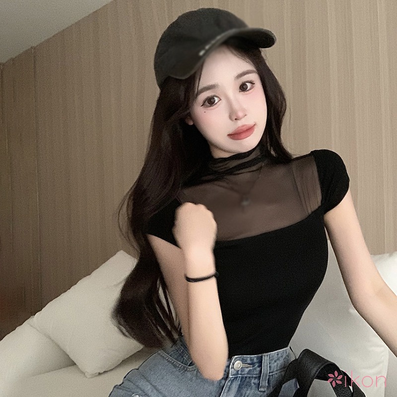 Áo Thun Tay Ngắn Cổ Vuông Màu Sắc Đơn Giản Thời Trang Mùa Hè Cho Nữ