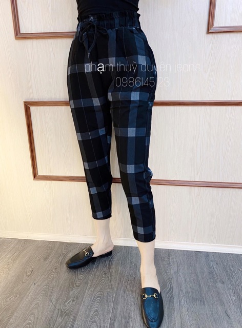 Quần baggy caro dây rút