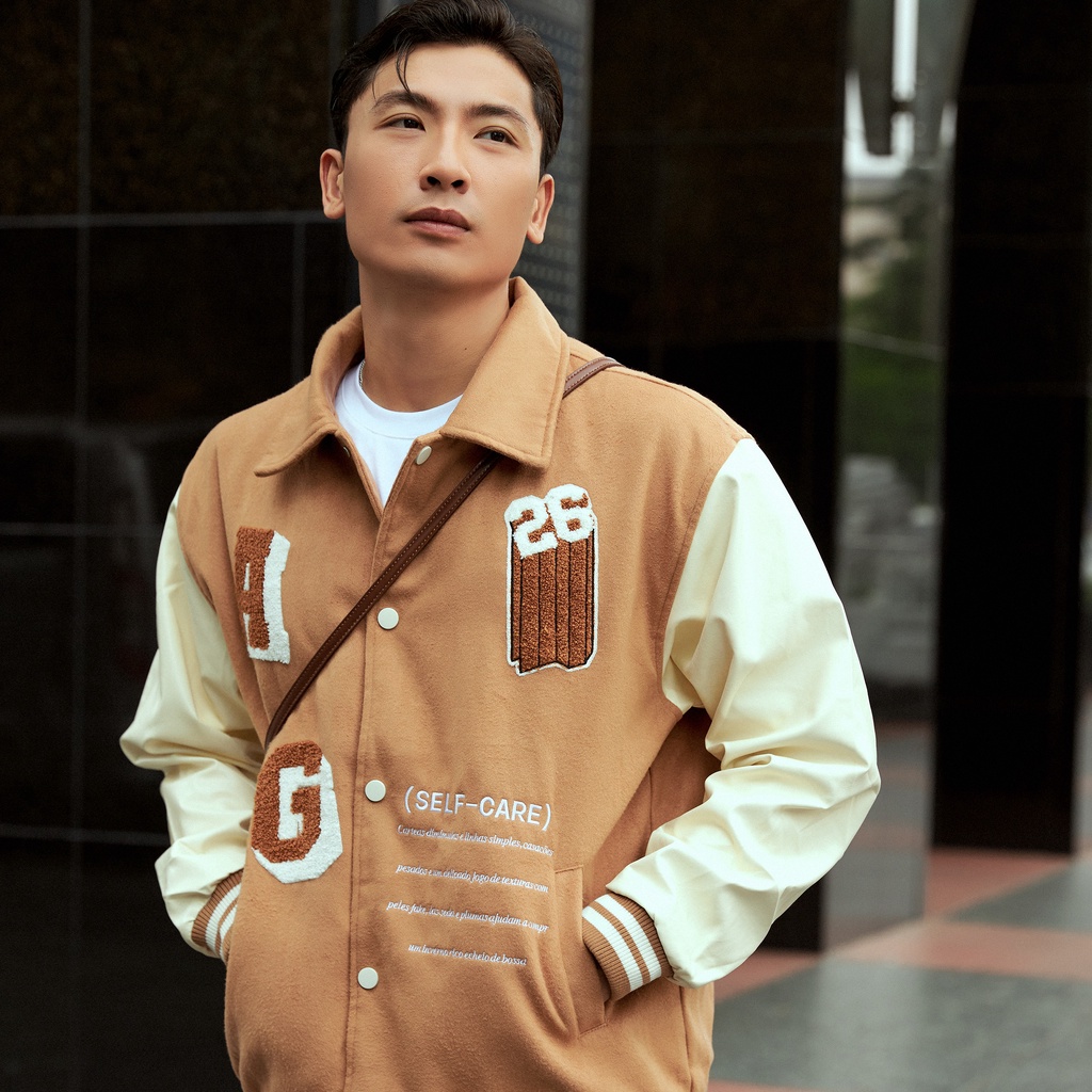 Áo Khoác Varsitty Americus Gosani Màu Nâu, Xanh Rêu