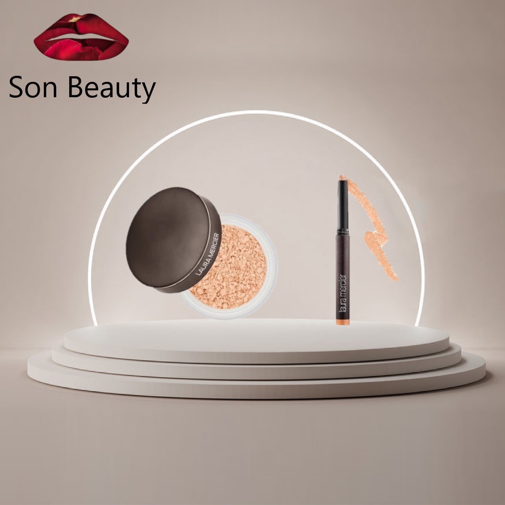 Sét Laura Mercier HPBD Mini : Phấn Bột Mini + Nhũ Mắt Mini