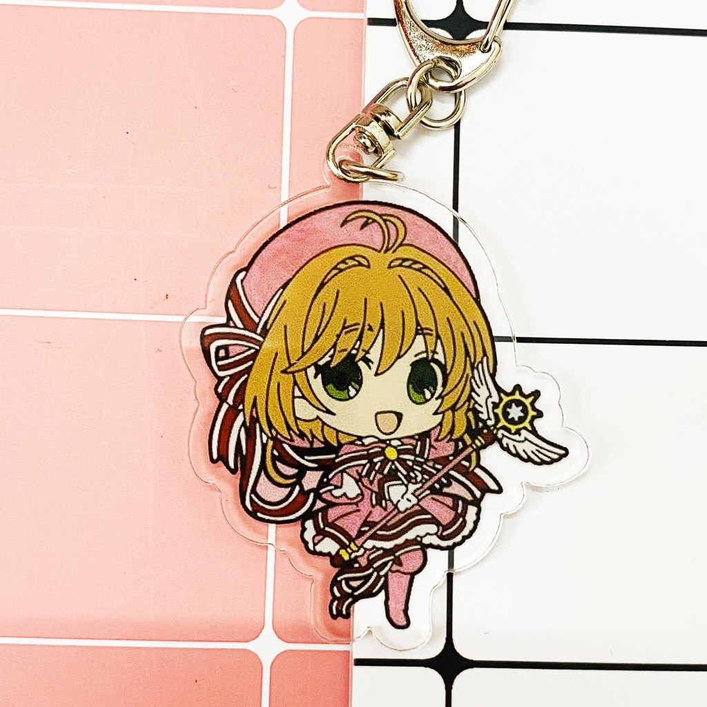 ( Mica trong acrylic ) Móc khóa Sakura Cardcaptor Thủ lĩnh thẻ bài ver3 quà tặng xinh xắn dễ thương in hình anime chibi