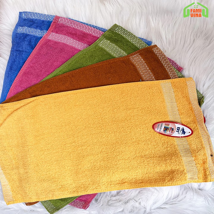 Khăn mặt cotton khăn lau mặt 1 màu sọc đôi sợi cotton vải mềm mịn dày dặn kháng khuẩn (30x45cm)